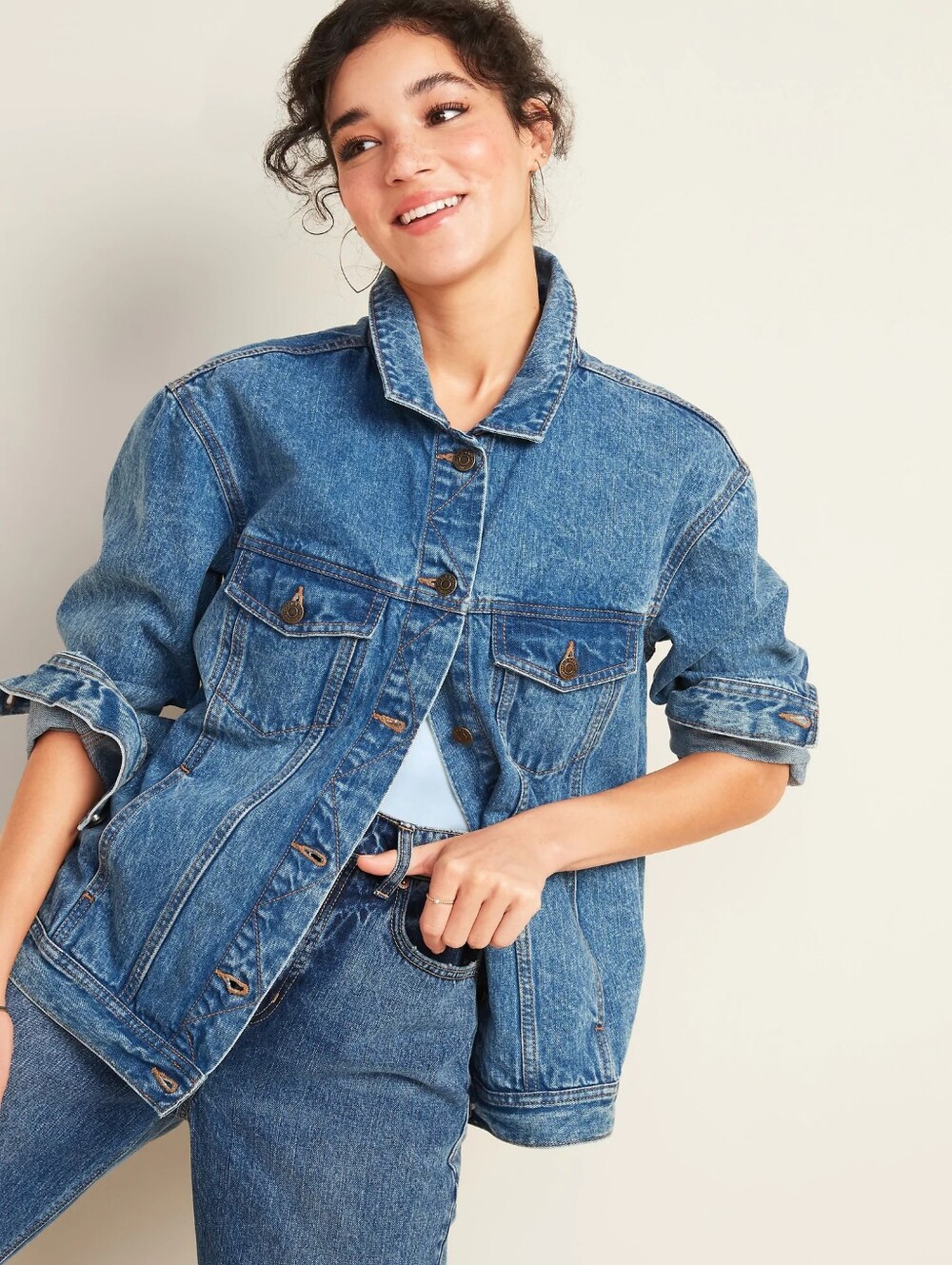 Old Navy Petite Oversized Boyfriend Jean Jacket for Women